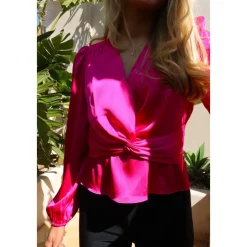 Outlet Satin Twist Blouse Dame Bluser & Skjorter