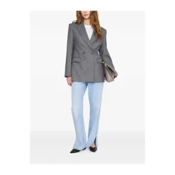 Hot Pinstripe Double-Breasted Blazer Dame Jakker