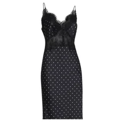 Polka Dot Satin Lace Maxi Kjole Dame Kjoler