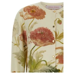 Poppy-Print Cardigan Dame Striktrøjer & Sweatere