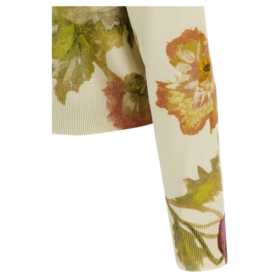 Poppy-Print Cardigan Dame Striktrøjer & Sweatere