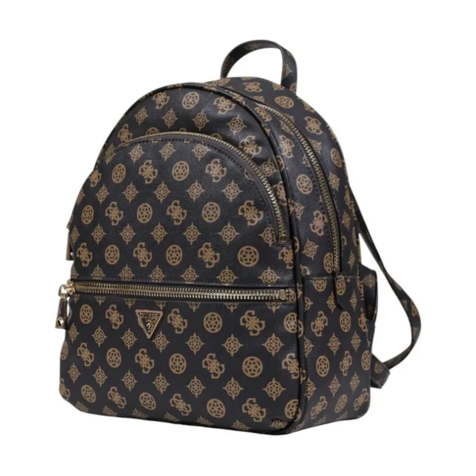Outlet Print Rucksack med lynlås og flere lommer Dame Rygsække