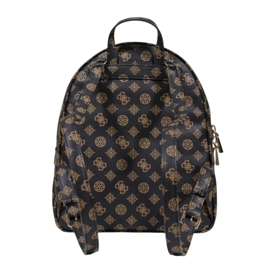 Outlet Print Rucksack med lynlås og flere lommer Dame Rygsække