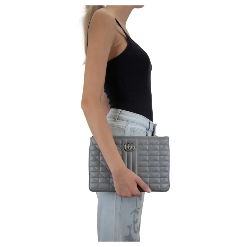 Quiltet læderclutch Dame Punge & Kortholder