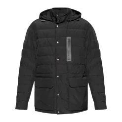 Quiltet Navy Jakke med Logo Appliqué Jakker