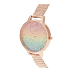 Best Rainbow Glitter Dial Rose Gold Mesh Watch Dame Ure