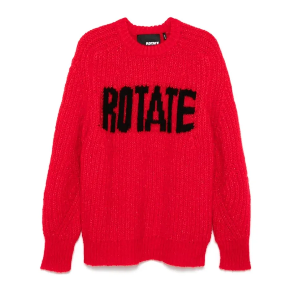 Clearance Intarsia-Strik Trøje med Logo Dame Striktrøjer & Sweatere