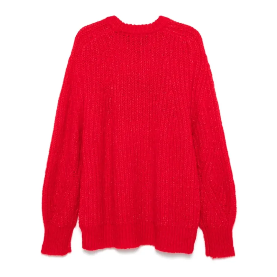 Clearance Intarsia-Strik Trøje med Logo Dame Striktrøjer & Sweatere