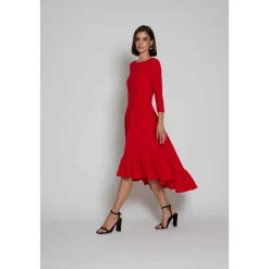 Discount Midi Kjole med Rund Hals Dame Kjoler
