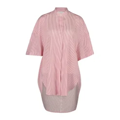 New Rød Stribet Silkeskjorte Dame Bluser & Skjorter
