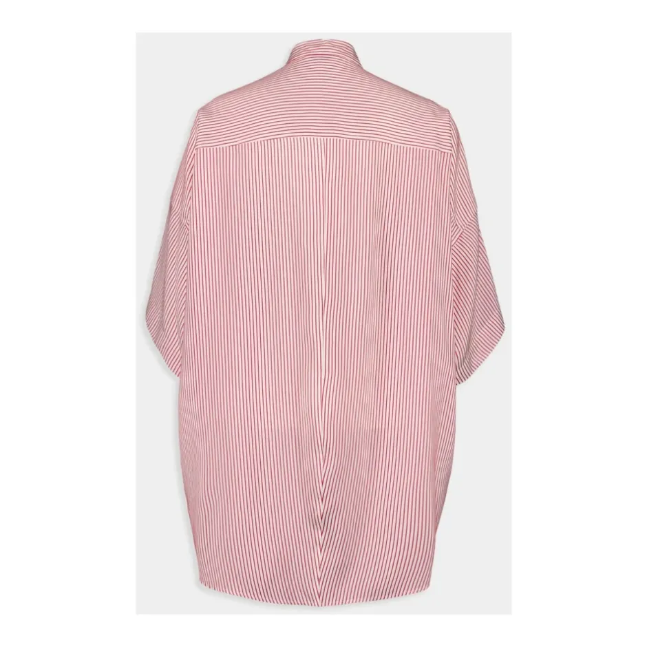 New Rød Stribet Silkeskjorte Dame Bluser & Skjorter