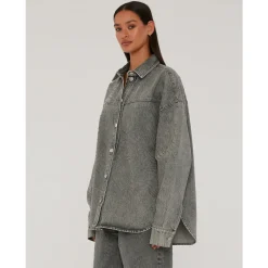 Rhinestone Denim Skjorte Dame Bluser & Skjorter