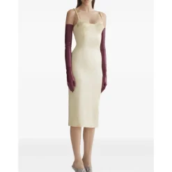 Best Ribbed Bodice Midi Dress Dame Kjoler
