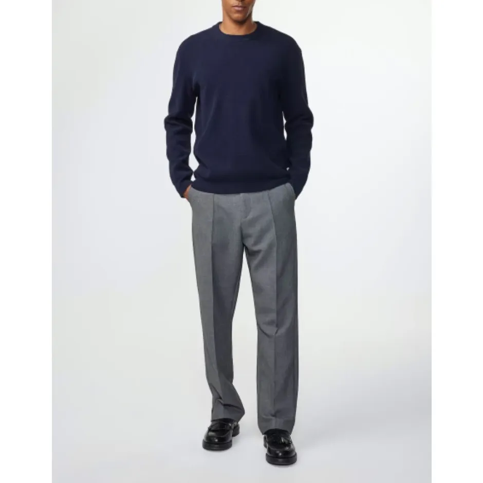 Outlet Ribstrikket Pullover med Rund Hals Strik
