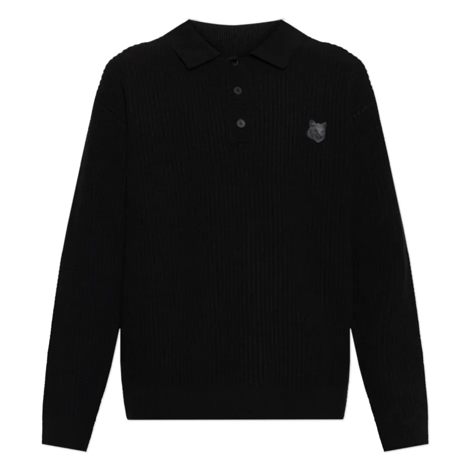 Best Ribstrikket sweater med logo Strik