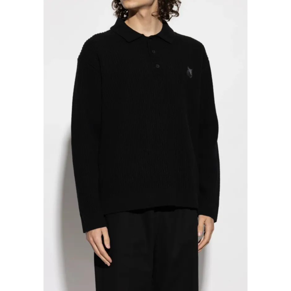 Best Ribstrikket sweater med logo Strik