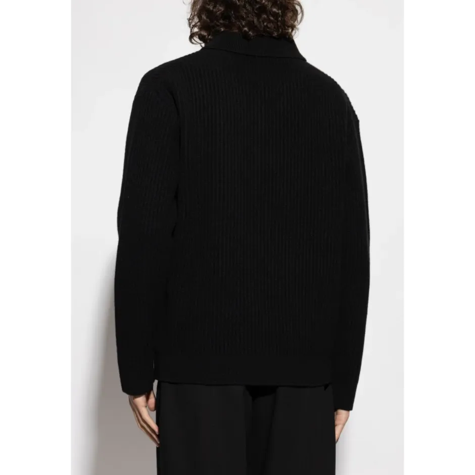 Best Ribstrikket sweater med logo Strik