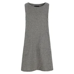New Ærmeløs Pepita Kjole Sort/Ivory Dame Kjoler