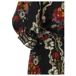 Clearance Rococo Flowers Belted Midi Dress Dame Kjoler