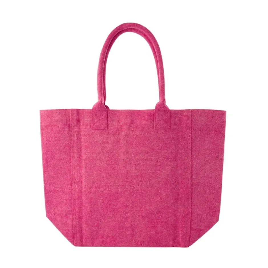 Clearance Rosa Bomuld Shopper Taske med Magnetisk Lukning Dame Indkøbstasker