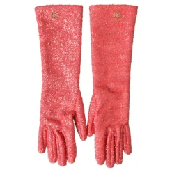 Rosa Lurex Arm Længde Handsker Dame Handsker