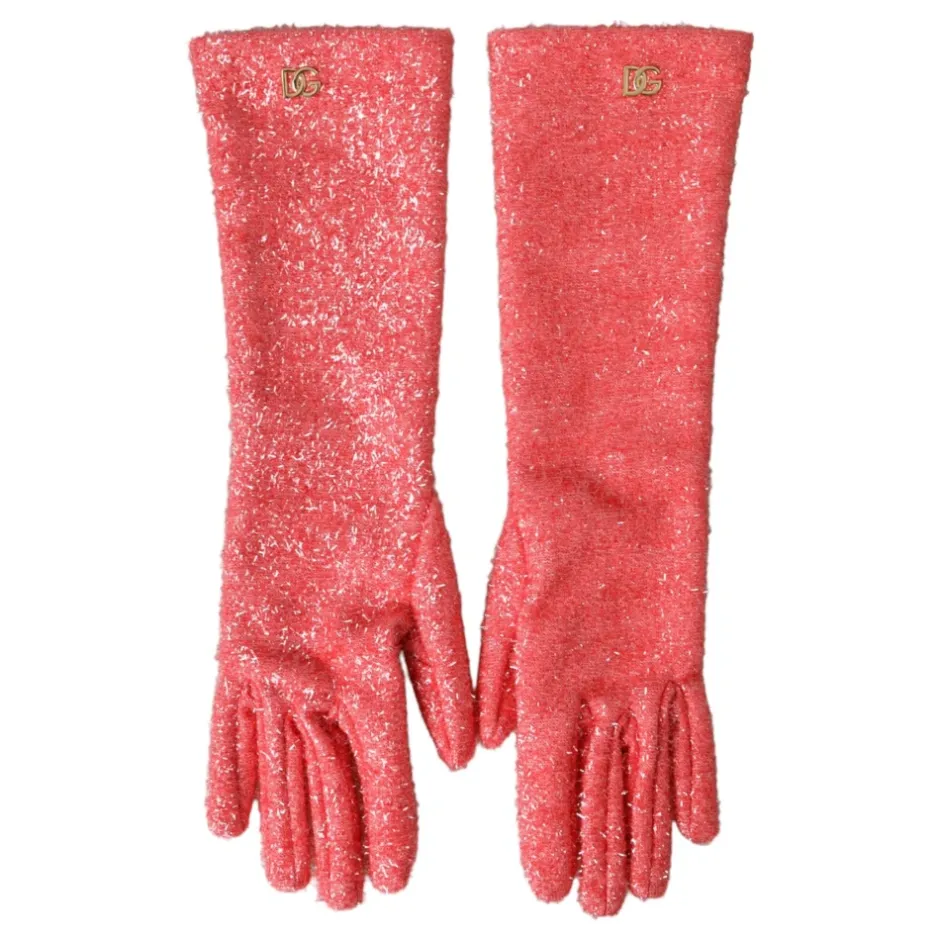 Rosa Lurex Arm Længde Handsker Dame Handsker