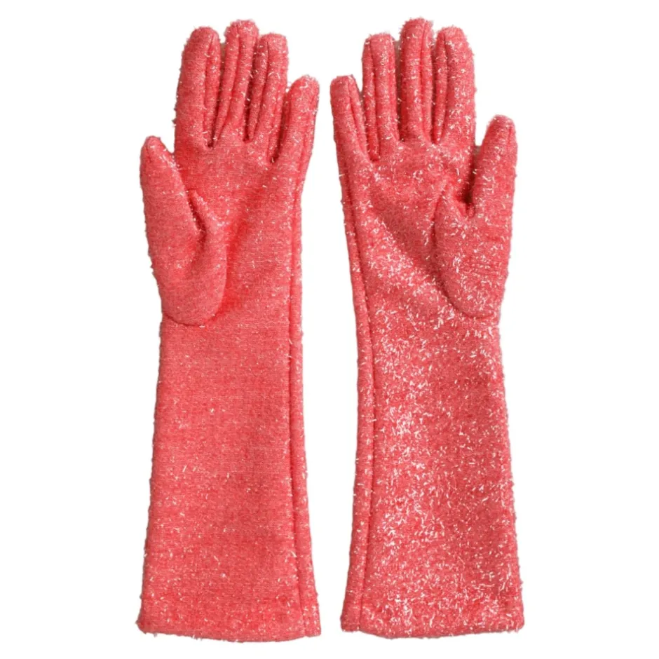 Rosa Lurex Arm Længde Handsker Dame Handsker