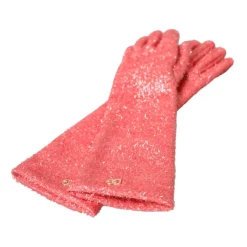 Rosa Lurex Arm Længde Handsker Dame Handsker