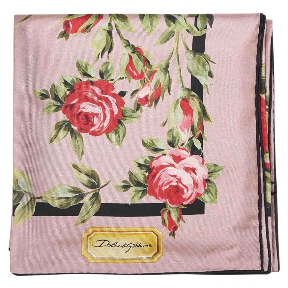 Clearance Rose Bouquet-Print Silketwill-tørklæde Dame Tørklæder
