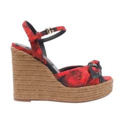 Hot Rose Red Lolita Blomst Kile Sandaler Dame Stiletter