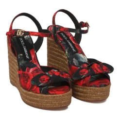 Hot Rose Red Lolita Blomst Kile Sandaler Dame Stiletter
