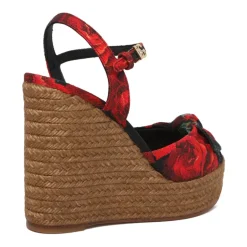 Hot Rose Red Lolita Blomst Kile Sandaler Dame Stiletter