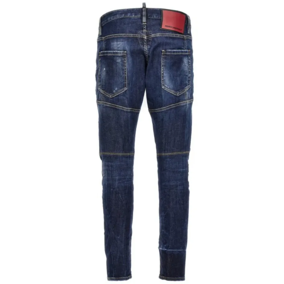 New Ryddig Biker Jeans med Brugt Effekt Jeans