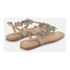 Online Sandal prydet med strass-blomster Dame Sandaler