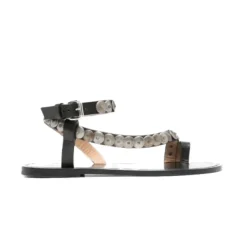 Hot Sandaler med flade såler i læder med nitter Dame Sandaler