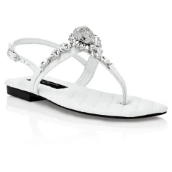 Discount Sandals Flat Crystal Skull with Crystals Dame Sandaler