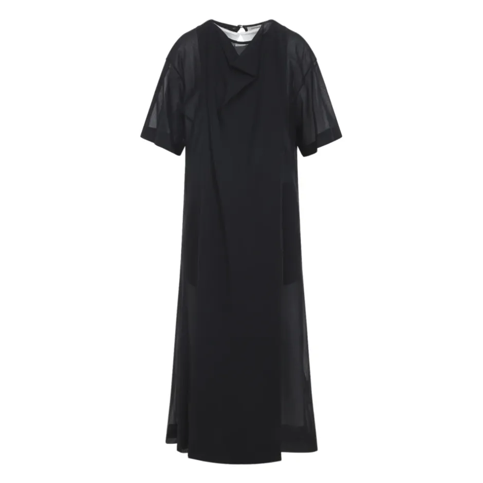 New Sheer Draped Midi Dress Dame Kjoler