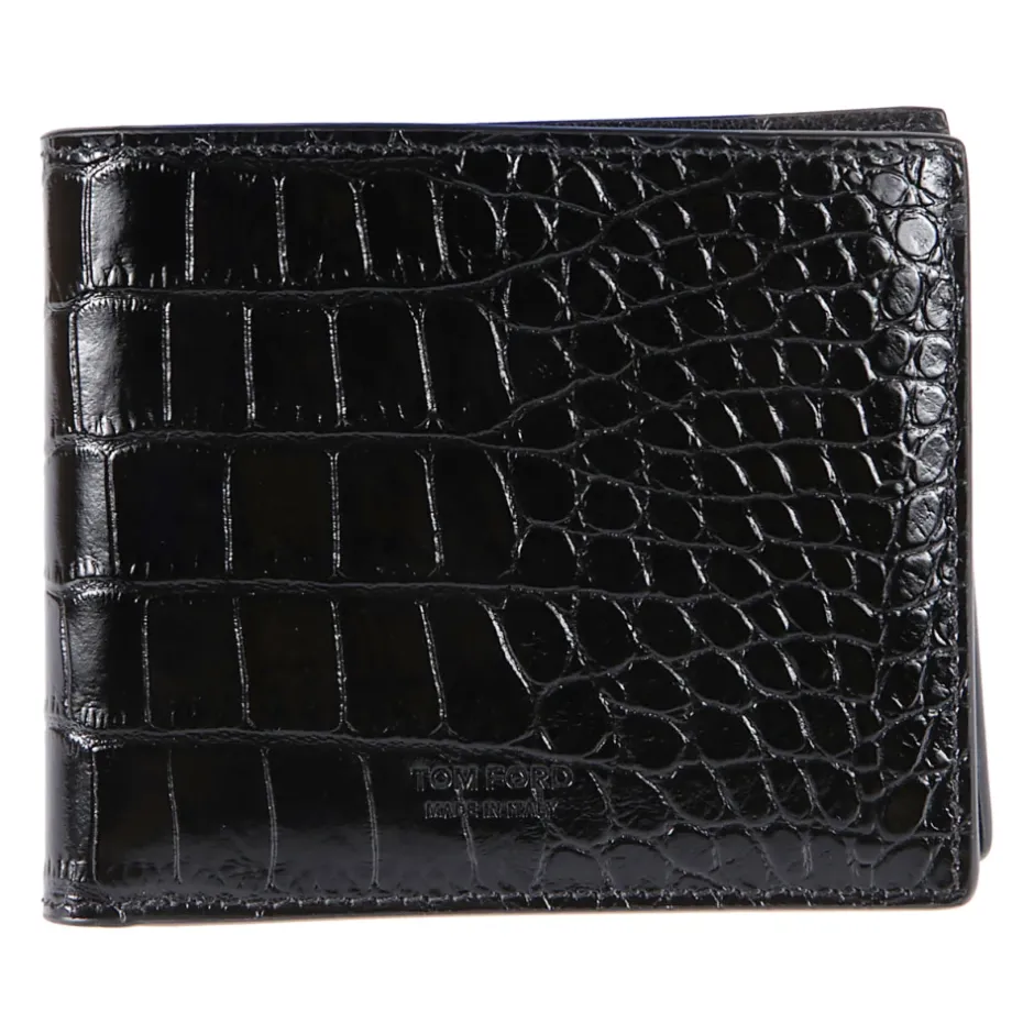 Discount Shiny Printed Croc Exotic T Line Wallet Punge & Kortholder