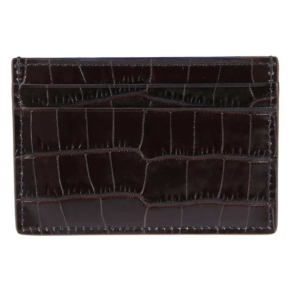Sale Shiny Printed Croc Exotic Line Classic Credit Card Holder Punge & Kortholder