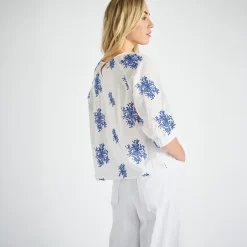 Discount Skjorte med broderede blomster Dame Bluser & Skjorter