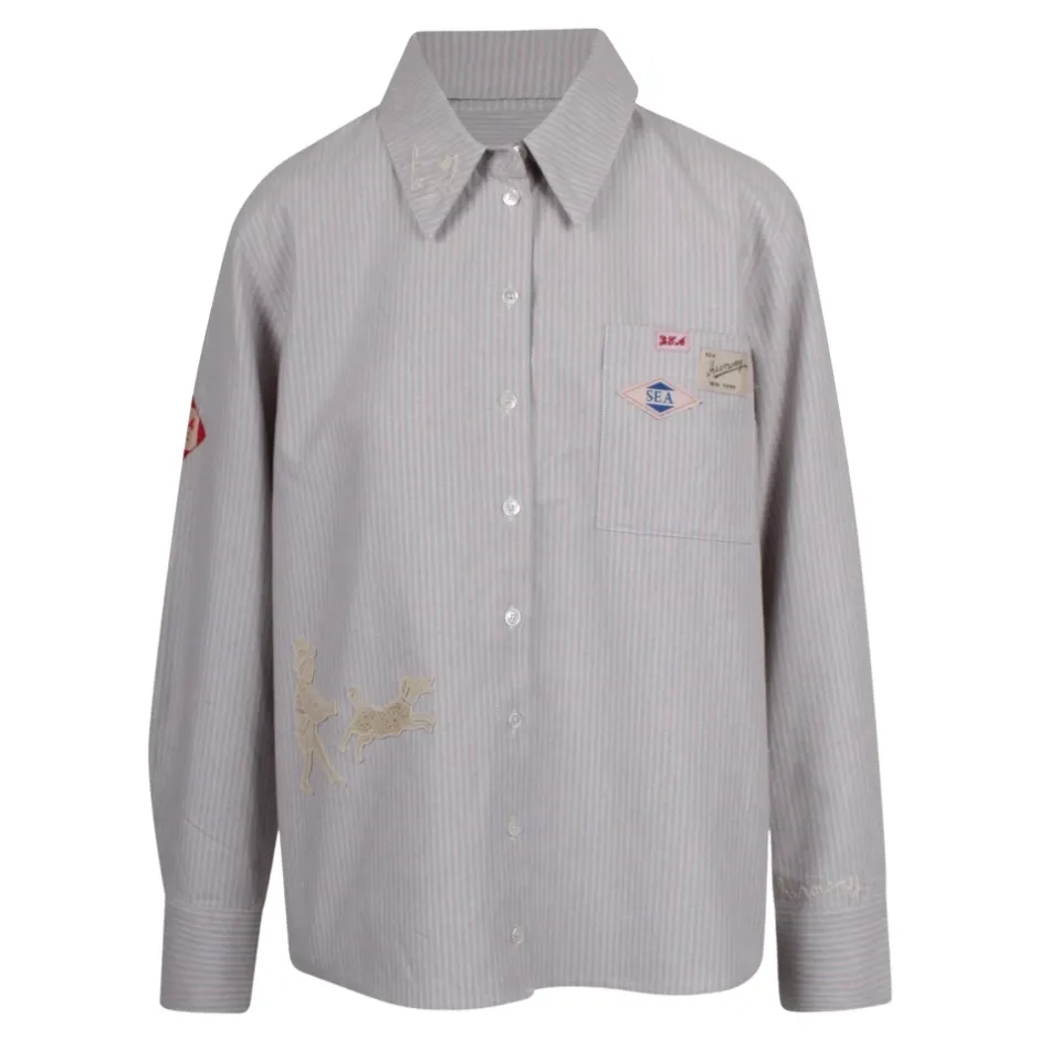 Hot Skjorte med logoetiket og blondebroderi Dame Bluser & Skjorter