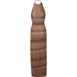 Best Slange-mønstret Viscose Lamé Kjole med Halter Neck Dame Kjoler