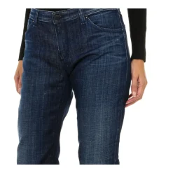 Discount Slim Fit Denim Jeans med læderstriber Dame Jeans