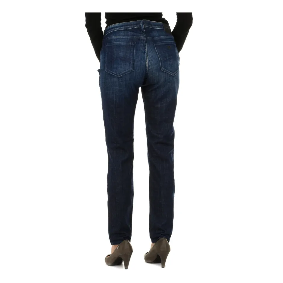 Discount Slim Fit Denim Jeans med læderstriber Dame Jeans