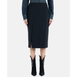 New Slim Fit Stretch Nederdel med Frontslids Dame Nederdele