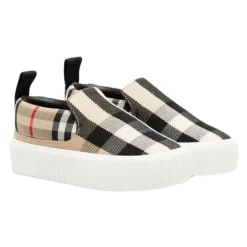 Clearance Slip-On Sneakers Beige Checks Børn Sneakers