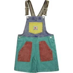 Sale Smiling Color Block Denim Dungaree Børn Jumpsuits