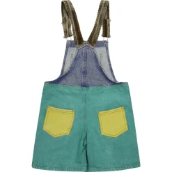 Sale Smiling Color Block Denim Dungaree Børn Jumpsuits