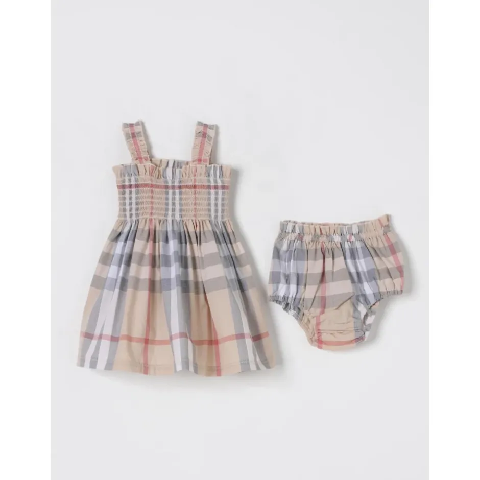 New Smocked Bodice Baby Pige Kjole Børn Bodystocking & Sæt