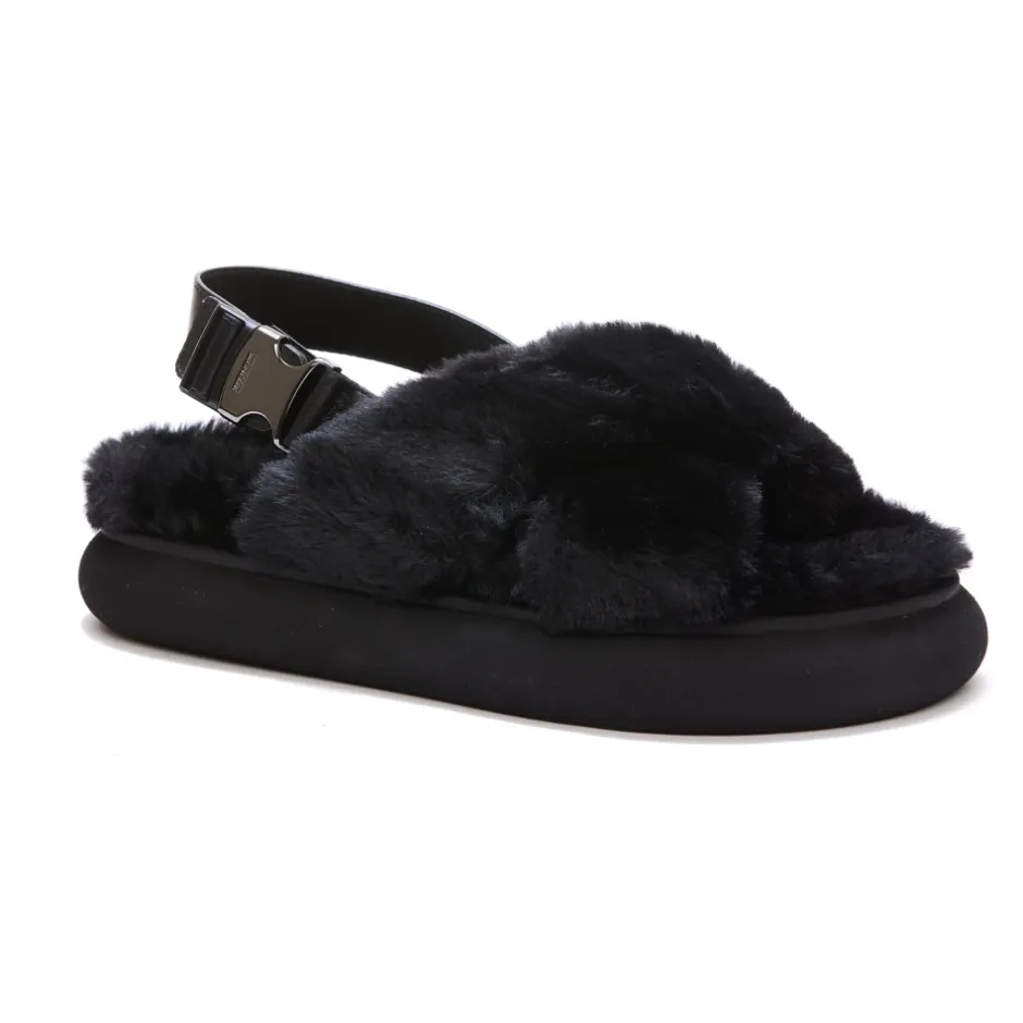 Outlet Solarisse flade sandaler i imiteret pels Dame Sandaler